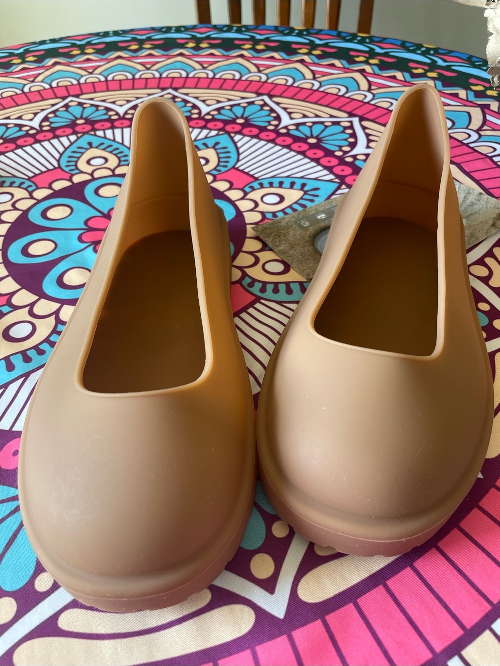 Women's Slip-On Rubber Ballet Flats in Tan
